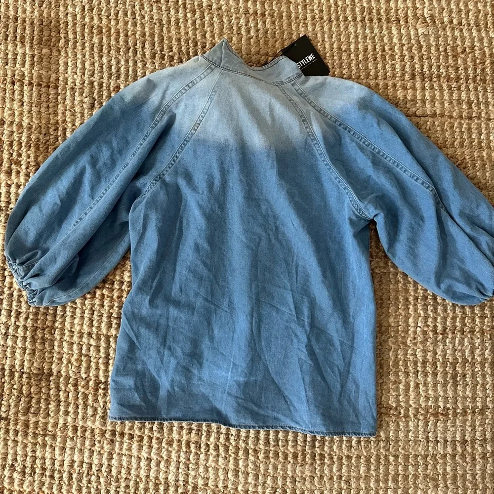 STYLEWE Light Blue Bow Design Denim Pullover Top NWT size S - Picture 5 of 8